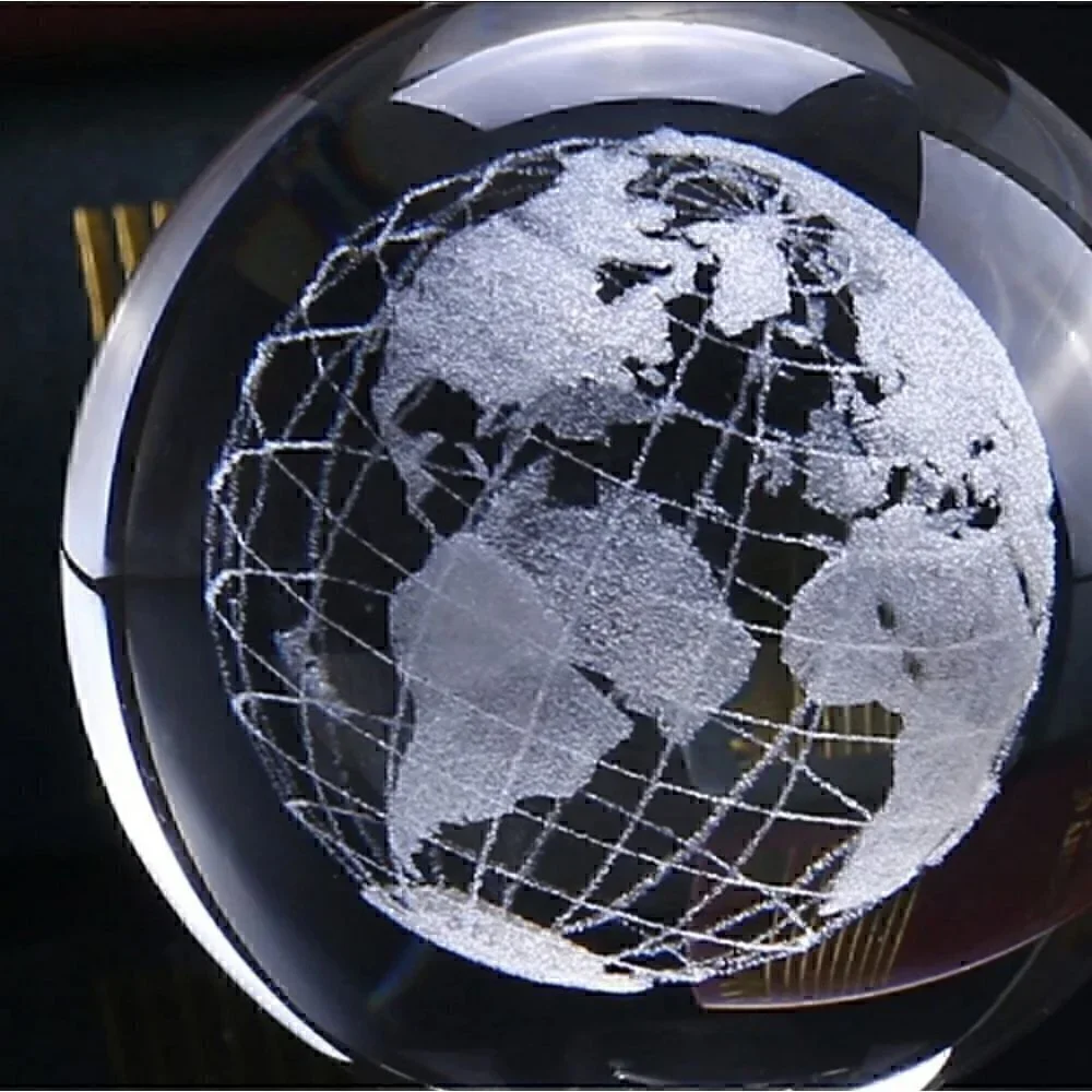 6cm 3D Crystal Ball Glass Laser Engraved Miniature - Picture 3 of 3
